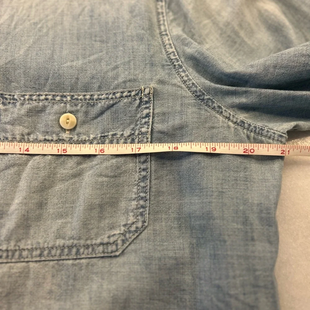 Madewell Rip & Repair Distressed Chambray Denim Button-Up Shirt - Picture 8 of 13